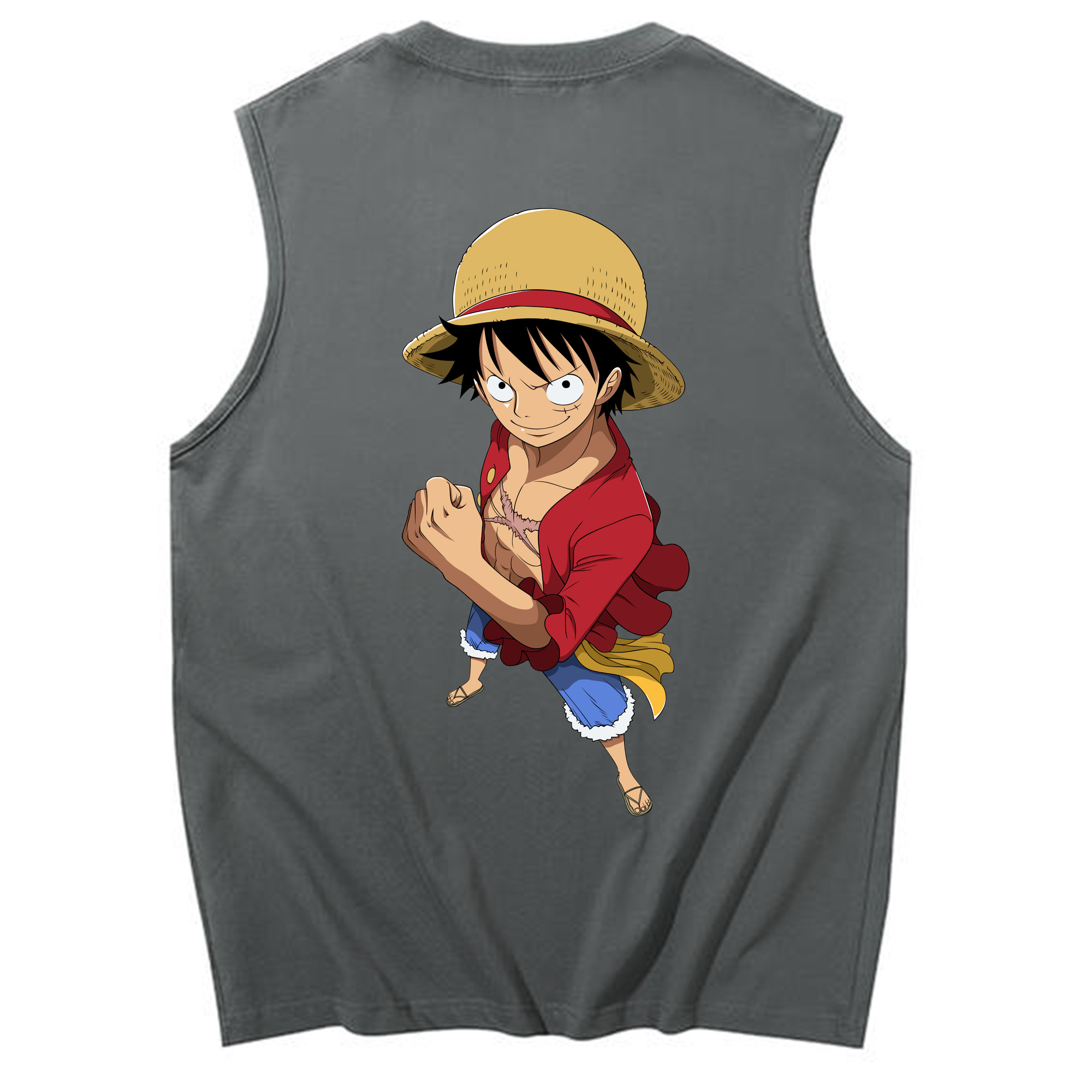 ワンピース モンキー・D・ルフィ ONE PIECE Monkey D. Luffy コットン100％タンクトップ（背面プリント）